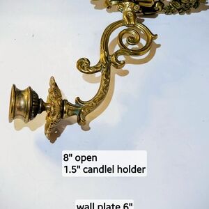 Vintege Ornate Brass French Baroque Style Wall Candle Holder